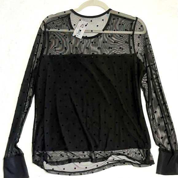 Black sheer top size L woman’s black Holiday blouse sheer Rickis Black top - Picture 6 of 9